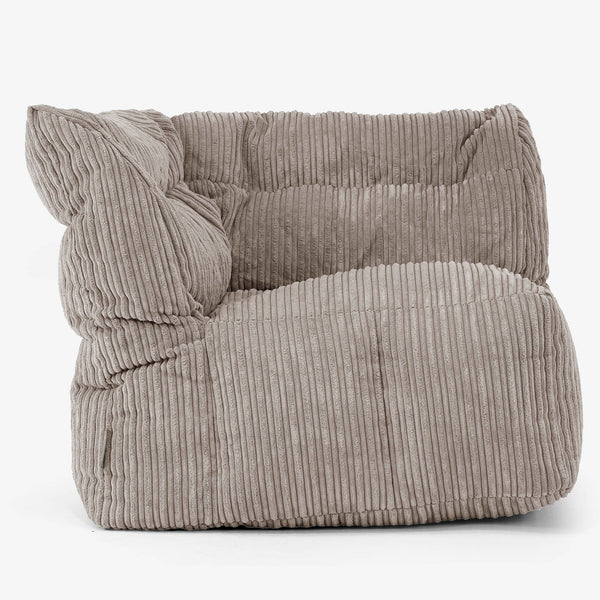 Modulaire Canapé Pouf, Élément Angle Gauche - Côtelé Grège 01
