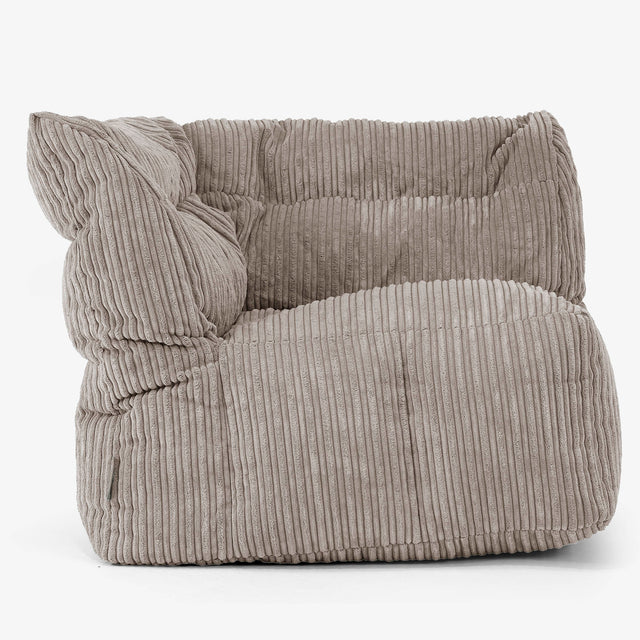 Modulaire Canapé Pouf, Élément Angle Gauche - Côtelé Grège 01