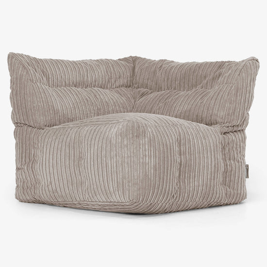 Modulaire Canapé Pouf, Élément Angle Gauche - Côtelé Grège 02