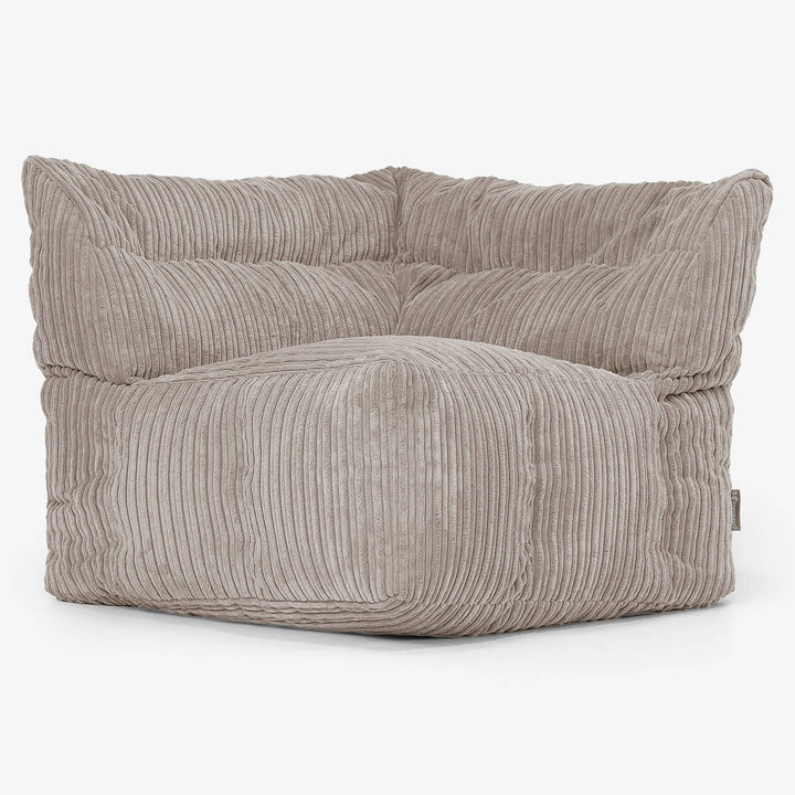 Modulaire Canapé Pouf, Élément Angle Gauche - Côtelé Grège 02