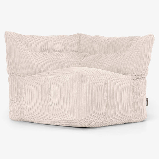 Modulaire Canapé Pouf, Élément Angle Gauche - Côtelé Ivoire 02