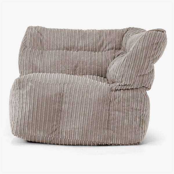 Modulaire Canapé Pouf, Élément Angle Droit - Côtelé Grège 01
