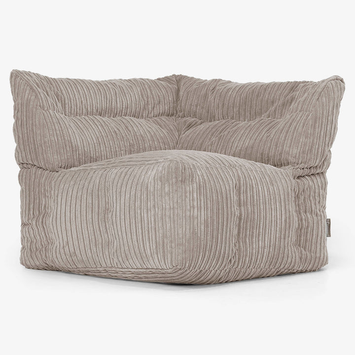 Modulaire Canapé Pouf, Élément Angle Droit - Côtelé Grège 02