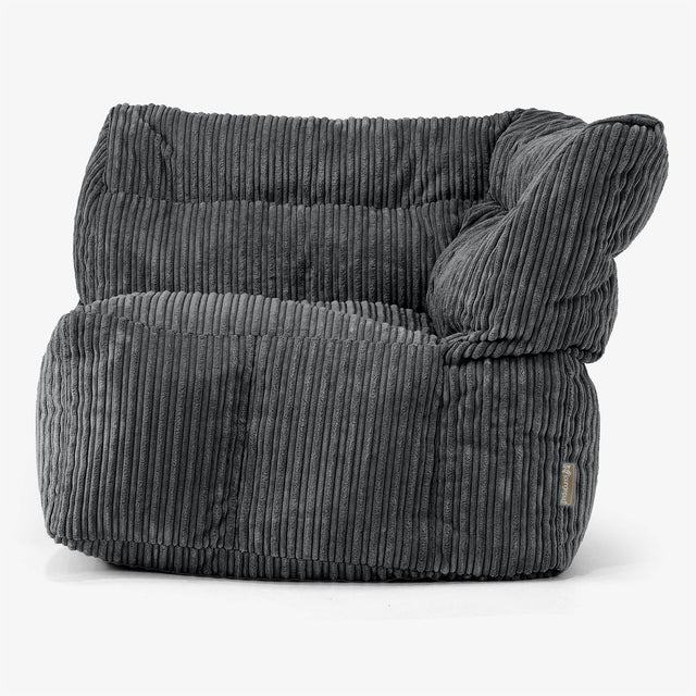 Modulaire Canapé Pouf, Élément Angle Droit - Côtelé Noir 01