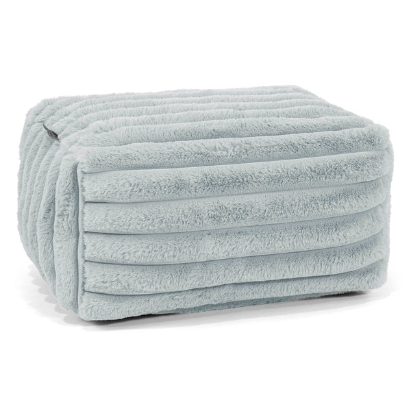 Petit Repose Pied - Velours Côtelé Ultra Pelucheux Bleu Dragé 01
