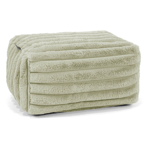 Petit Repose Pied - Velours Côtelé Ultra Pelucheux Vert Sauge 01