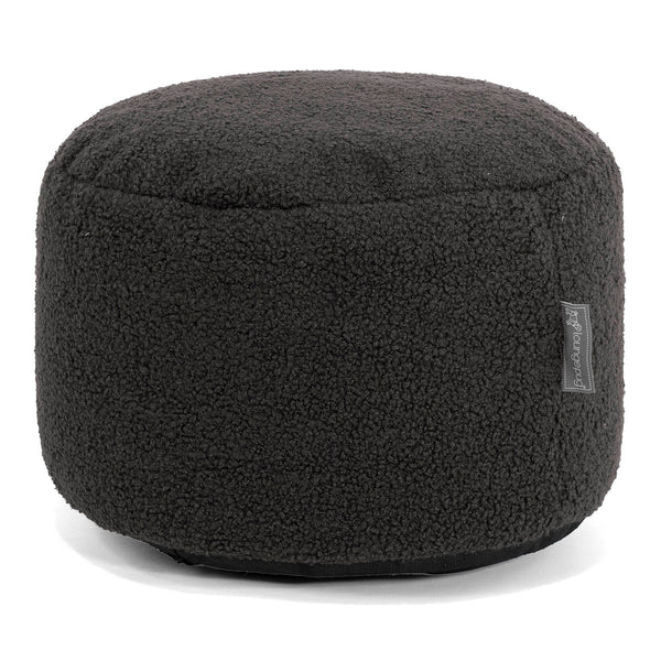 Petit Repose-pieds Rond - Bouclé Anthracite 01