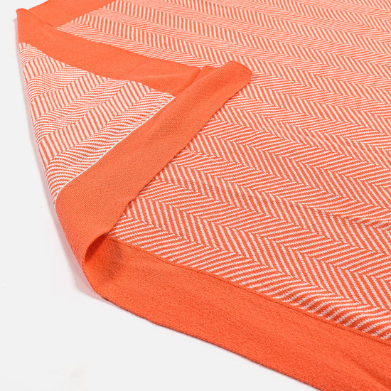 Couverture / Plaid - Tricoté Chevrons Corail 04