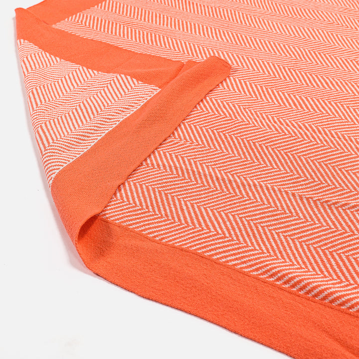 Couverture / Plaid - Tricoté Chevrons Corail 04