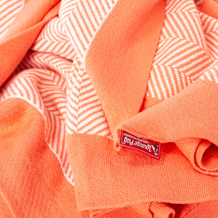Couverture / Plaid - Tricoté Chevrons Corail 05