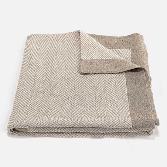 Couverture / Plaid - Tricoté Chevrons Pierre 02