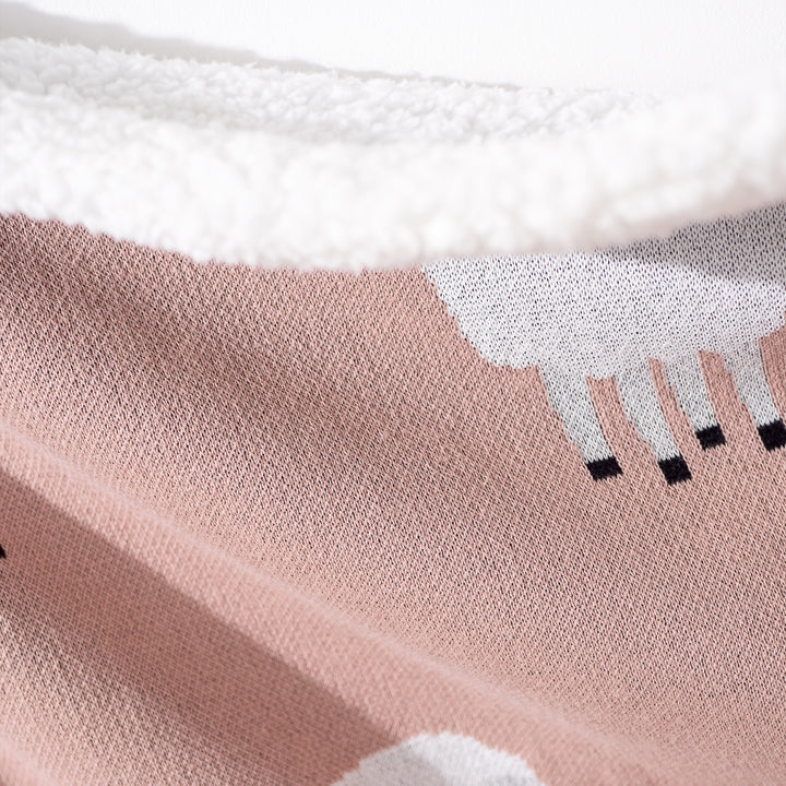 Couverture / Plaid - Tricoté Mouton Rose 02