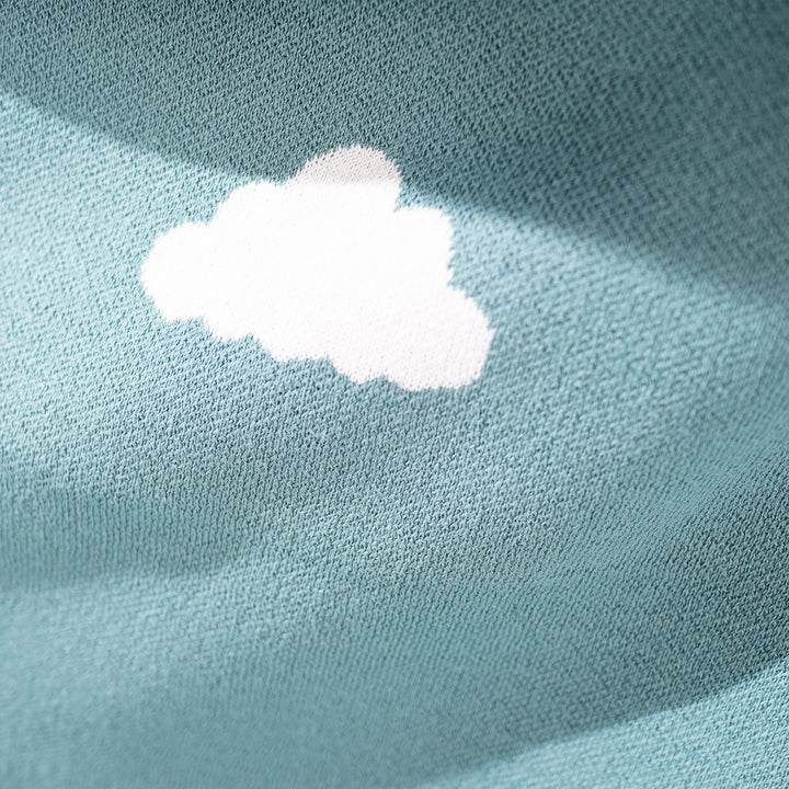 Couverture / Plaid - Tricoté Nuage Bleu 02