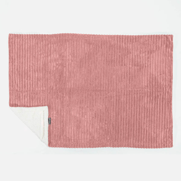 Plaid / Couverture Sherpa - Côtelé Pêche 01