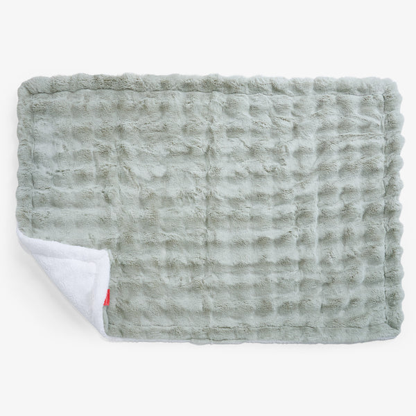 Plaid / Couverture Sherpa - Fausse Fourrure à Bulles Vert Sauge