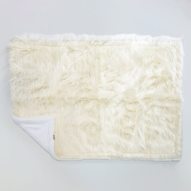 Plaid / Couverture Sherpa - Imitation fourrure à poils longs Crème 02