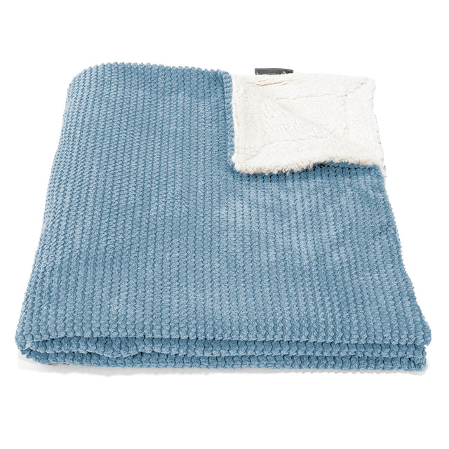 Plaid / Couverture Sherpa - Pompon Bleu Ciel 02