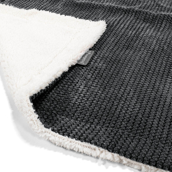 Plaid / Couverture Sherpa - Pompon Noir 01