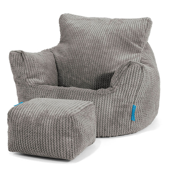 Fauteuil Pouf Bambin 1-3 ans - Pompon Anthracite 02