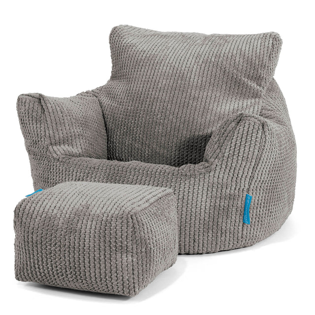 Fauteuil Pouf Bambin 1-3 ans - Pompon Anthracite 02