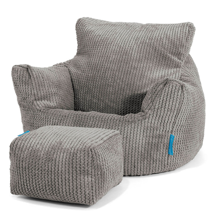 Fauteuil Pouf Bambin 1-3 ans - Pompon Anthracite 02