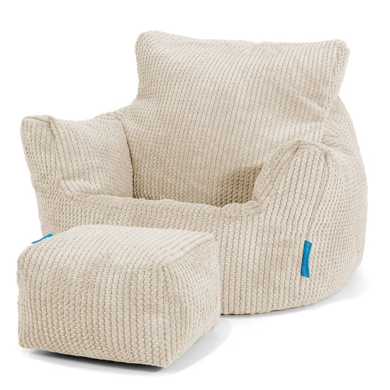 Fauteuil Pouf Bambin 1-3 ans - Pompon Crème 02