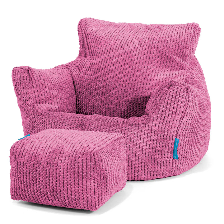 Fauteuil Pouf Bambin 1-3 ans - Pompon Rose 02