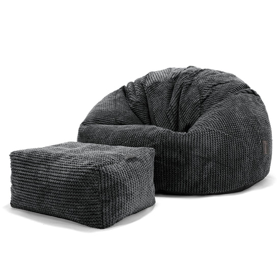 Pouf Poire Classique - Pompon Noir 02
