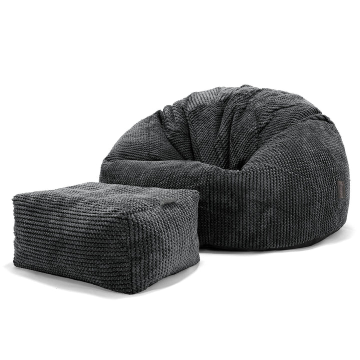 Pouf Poire Classique - Pompon Noir 02