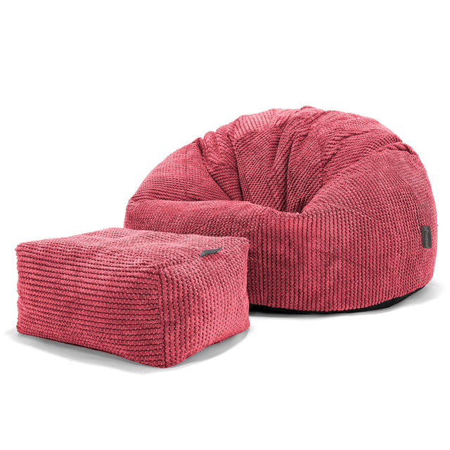 Pouf Poire Classique - Pompon Rouge pastel 02