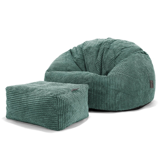 Pouf Poire Classique - Pompon Vert Mousse 02
