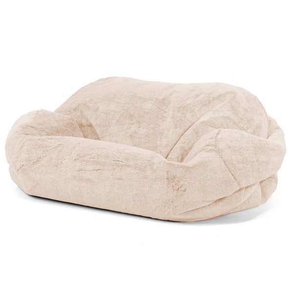 Pouf Canapé Sabine - Fausse Fourrure Lapin Blanc 01