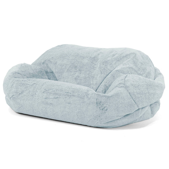 Pouf Canapé Sabine - Fausse Fourrure Lapin Bleu Pastel 01