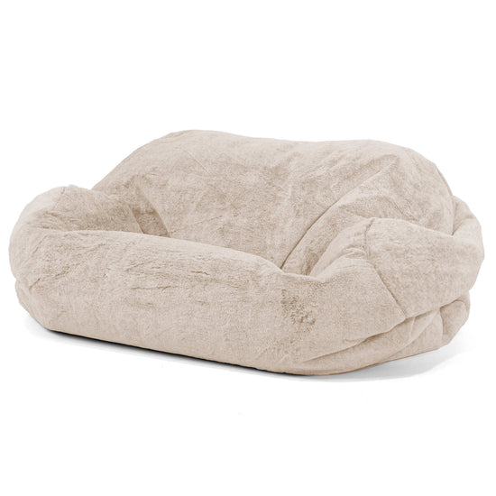 Pouf Canapé Sabine - Fausse Fourrure Lapin Brun Doré 01