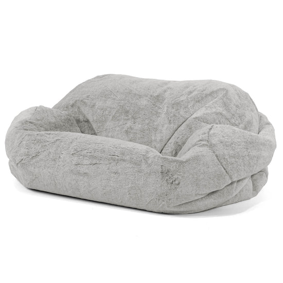 Pouf Canapé Sabine - Fausse Fourrure Lapin Gris clair 01