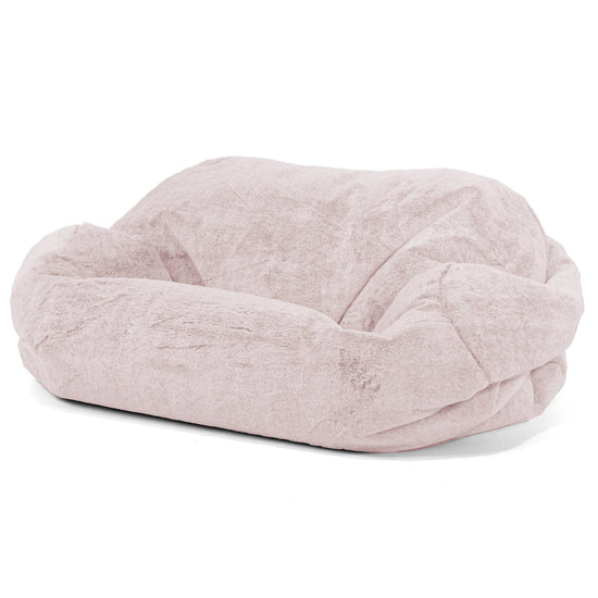 Pouf Canapé Sabine - Fausse Fourrure Lapin Rose Pastel 01
