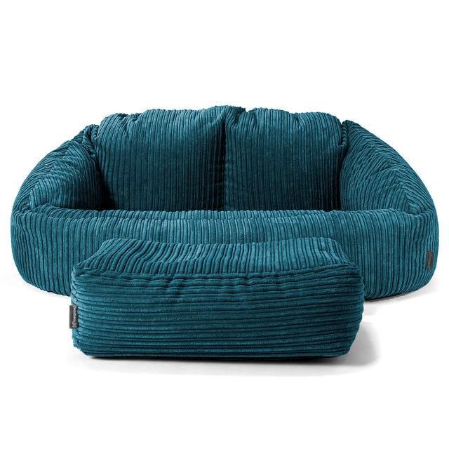 Pouf Canapé Bubble - Côtelé Bleu Canard 02