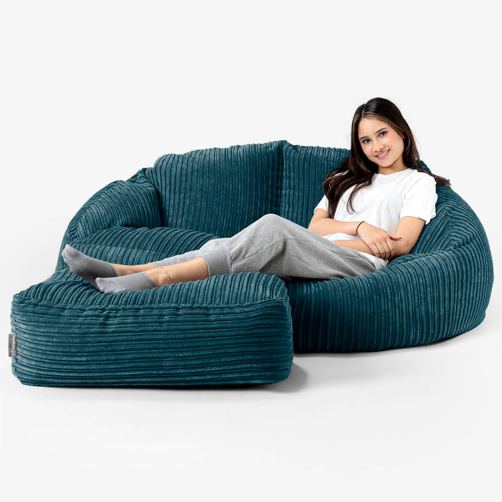 Pouf Canapé Bubble - Côtelé Bleu Canard 03
