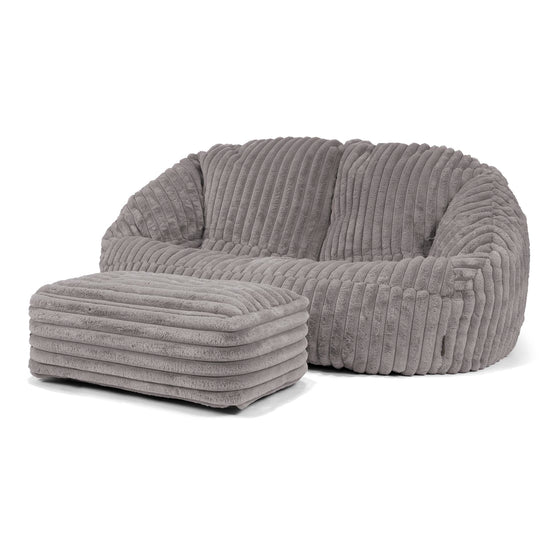 Pouf Canapé Bubble - Velours Côtelé Ultra Pelucheux Gris 03