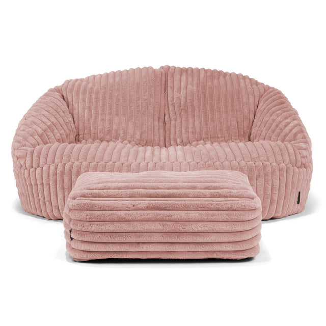 Pouf Canapé Bubble - Velours Côtelé Ultra Pelucheux Rose Pastel 02