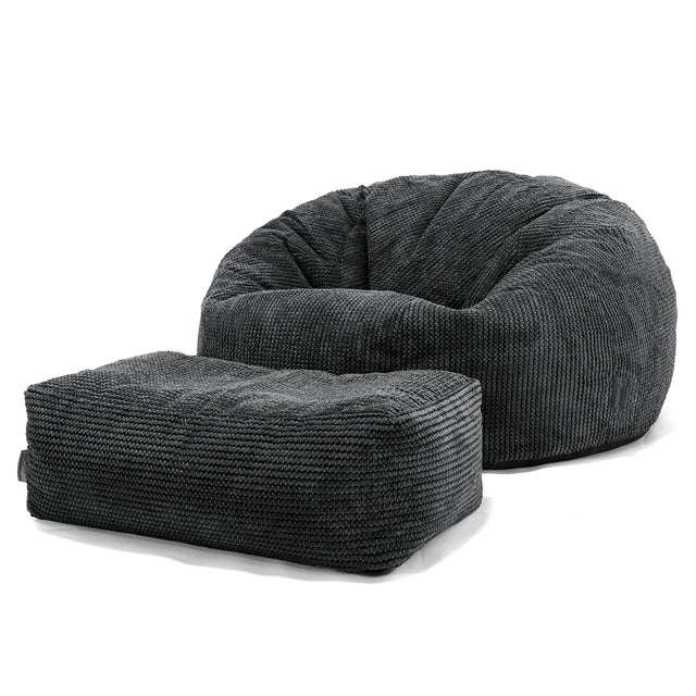 Pouf Canapé Classique - Pompon Noir 02