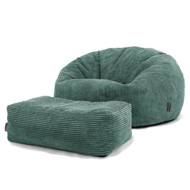 Pouf Canapé Classique - Pompon Vert Mousse 02