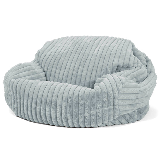 Pouf Canapé Sabine - Velours Côtelé Ultra Pelucheux Bleu Dragé 01