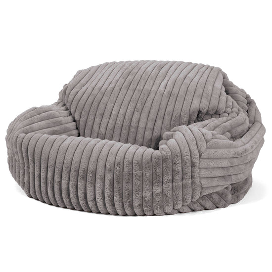 Pouf Canapé Sabine - Velours Côtelé Ultra Pelucheux Gris 01