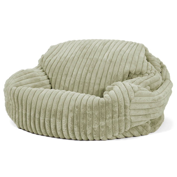 Pouf Canapé Sabine - Velours Côtelé Ultra Pelucheux Vert Sauge 01