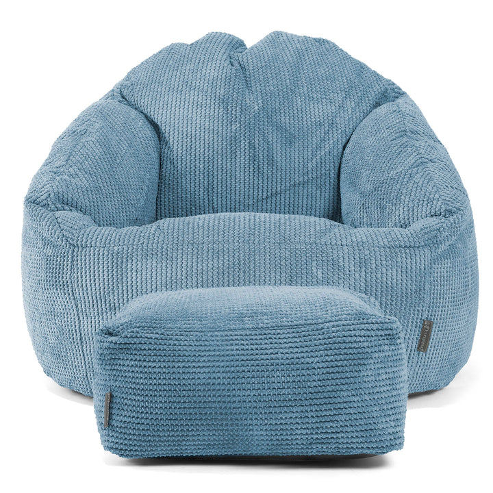 Pouf Chaise Bubble - Pompon Bleu Ciel 02