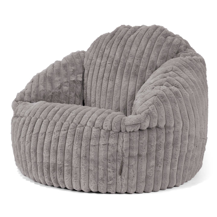 Pouf Chaise Bubble - Velours Côtelé Ultra Pelucheux Gris 04