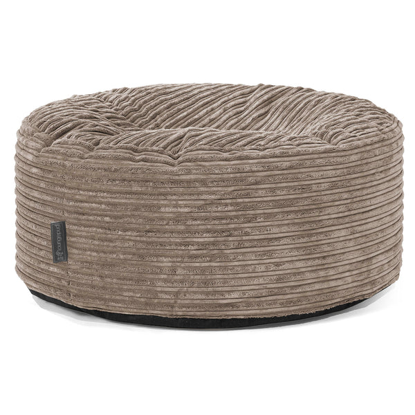 Pouf Design Rond - Côtelé Grège 01
