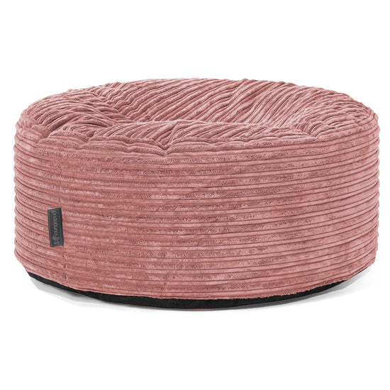 Pouf Design Rond - Côtelé Pêche 01