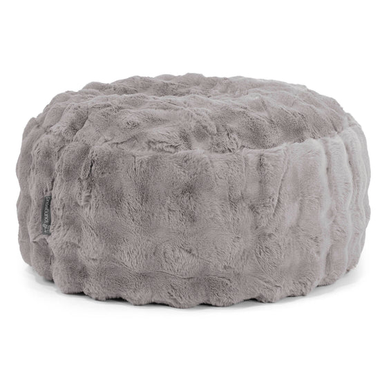 Pouf Design Rond - Fausse Fourrure à Bulles Gris 01